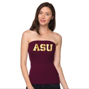βASUβ Spirit Maroon Ribbed Strapless Top